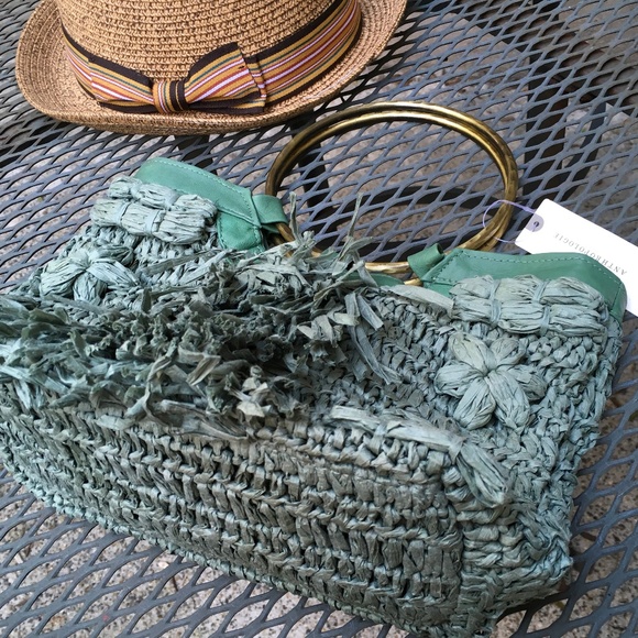 ANTHROPOLOGIE Round Brass Handle Tote Bag NWT - Picture 5 of 8